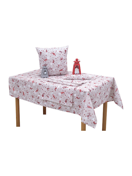 Viopros Christmas Tablecloth Square Fabric Red L140xW140cm.