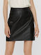 Vero Moda Leather High Waist Mini Skirt in Black color