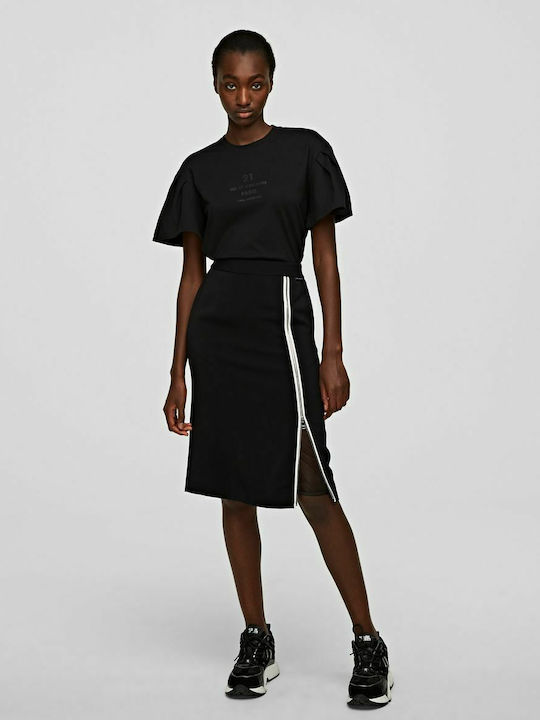 High-waisted Midi Skirt Black