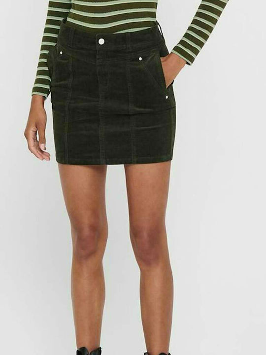 Only High Waist Mini Skirt in Green color