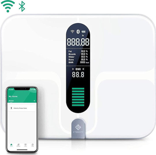 Etekcity ESF00+ Smart Fitness Smart Bathroom Scale with Body Fat Counter White