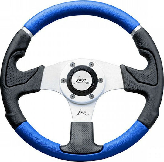 Luisi Kobra Mix Three Spoke Car Steering Wheel with 32cm Diameter Black/Blue