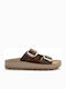Despoina Leather Women's Flat Sandals Anatomic Taupe Brush