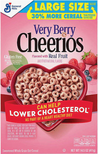 General Mills Зърнени храни Пълнозърнести Verry Berry Cheerios Пълнозърнест 411гр