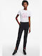 Karl Lagerfeld 205W1004 Women's High-waisted Fabric Trousers in Slim Fit Navy Blue 205W1004-300