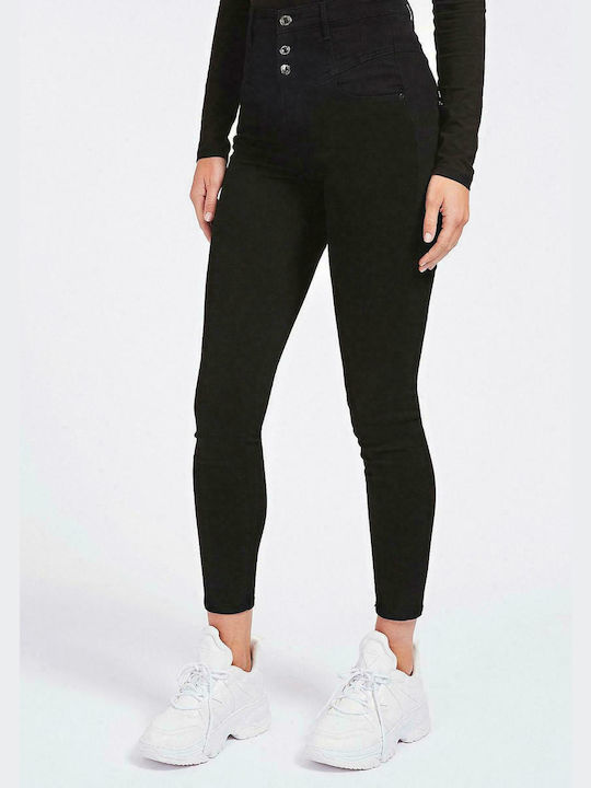 Guess Ψηλόμεσο Γυναικείο Jean Παντελόνι σε Skinny Εφαρμογή Μαύρο