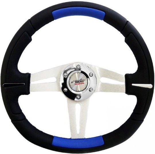Simoni Racing Autolenkrad Apogee Leder Drei-Speichen mit Durchmesser 35cm Schwarz/Blau