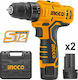 Ingco Drill Driver Battery 12V 2x1.5Ah