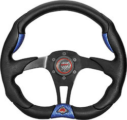 Simoni Racing Polypelle Χ5 Leather Three Spoke Car Steering Wheel with 33cm Diameter Black/Blue