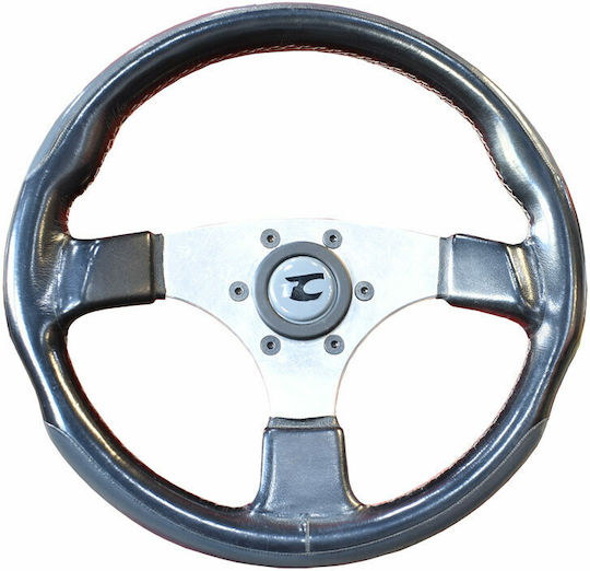 SWM 104 Three Spoke Car Steering Wheel with 32cm Diameter Black/Silver