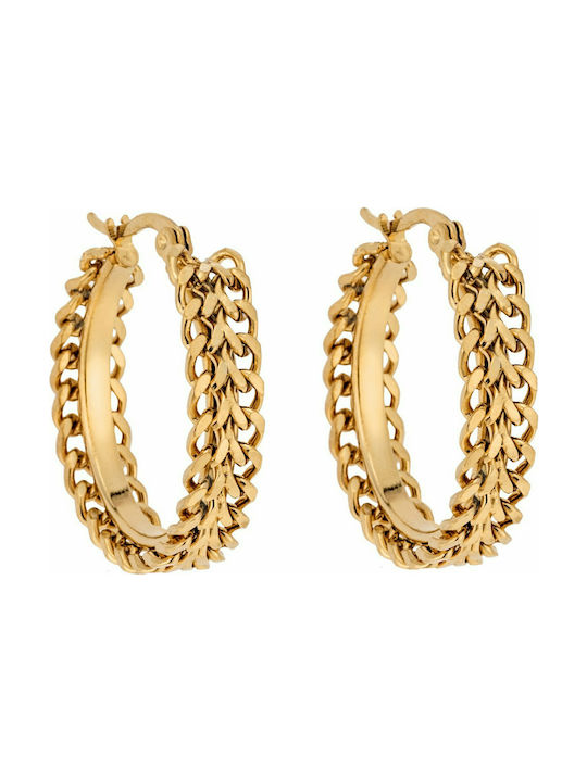 Puppis Earrings Hoops made of Steel Gold Plated PUW86800G