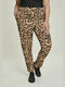 Urban Classics Damen Stoff Hose mit Gummizug Leopard Beige