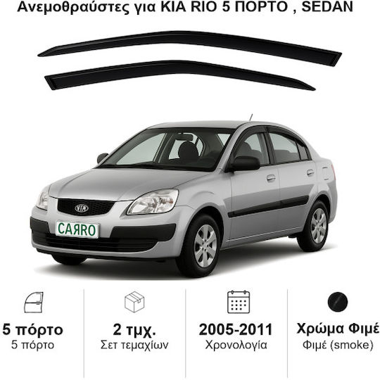 Heko Satz Windabweiser Vordere Dark Fime für Kia Rio 2Stück