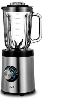 Life Veloce Μπλέντερ για Smoothies με Γυάλινη Κανάτα 1.5lt 800W Inox