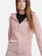Basic Velveteen Women's Sweatshirt Jacket Velvet Hooded Pink