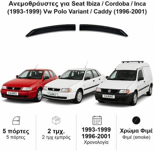 Heko Комплект Ветробрани Dark Fime за Seat Ибица 2бр