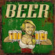 Etoile Wanddekoration Schild Beer Handgefertigt Bunt aus Hölzernes 30x0,9x30cm