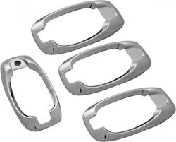 S-dizayn Car Door Frame Decoration Frame for Peugeot Bipper Door Handles Chrome Metallic 4pcs in Silver Color
