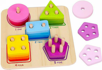 Tooky Toys Shape Sorting Toy Γεωμετρικά Σχήματα Στοίβαξης με Αριθμούς made of Wood for 24++ Months