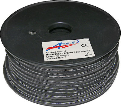 Adeleq Stoffkabel 2x0.5mm² Graphit in Gray Farbe 9-025019