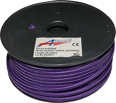 Adeleq Fabric Cable 2x0.5mm² Purple 9-025040