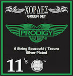 Prodigy Πλήρες Σετ Silver Plated Χορδών για Μπουζούκι Green 6 String Bouzouki/Tzoura 11 - 22"