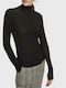 Women's Blouse Cotton Long Sleeve Turtleneck Black