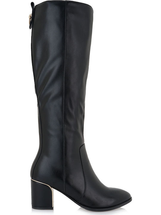 Medium Heel Women's Boots with Zipper Black