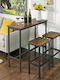 Table Bar Wooden with Metal Frame Walnut 100x40x90cm