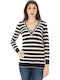 Fred Perry Women's Blouse Long Sleeve with V Neck Striped Multicolor 31332091-0031