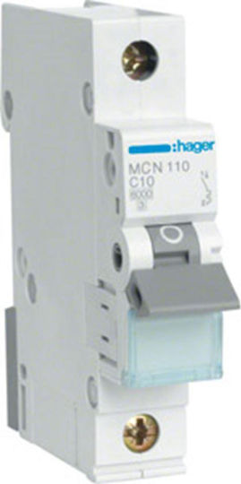 Hager Automatic Circuit Breaker 10A Single-pole AC MCN110