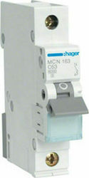 Hager Αυτόματη Ασφάλεια 63A Μονοπολική AC/DC MCN163 Hager Αυτόματη Ασφάλεια 63A Μονοπολική AC/DC MCN163