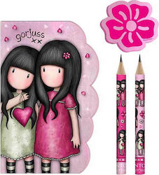 Santoro Gorguss Sparkle & Bloom Kids Stationery Set with Pencil, Eraser and Notepad 4pcs