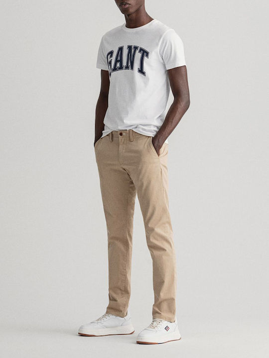 Gant Ανδρικό Παντελόνι Chino Ελαστικό σε Slim Εφαρμογή Μπεζ