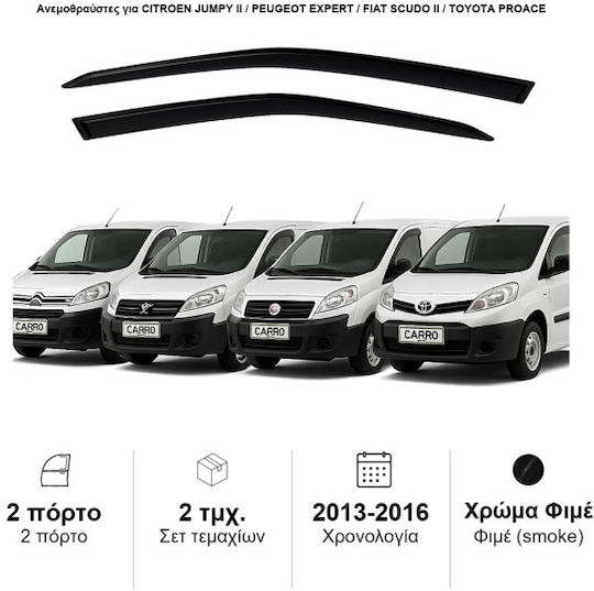 Heko Σετ Ανεμοθραύστες Αυτοκινήτου Μπροστινοί Σκούρο Φιμέ για Peugeot Expert Fiat Scudo Toyota Proace Citroen Jumpy 2τμχ