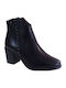 Leather Women's Ankle Boots with Medium Heel Black