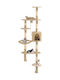 vidaXL Kratzbaum Katzenbäume Beige Wandmontiert 6 Ebenen 60x30x194cm