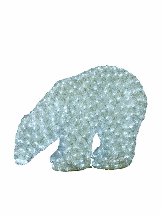 Lianos Illuminated Christmas Plastic Figure Bear White Height 55cm