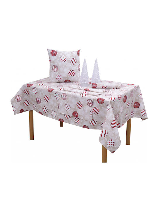 Viopros Christmas Tablecloth Square Fabric Red L85xW85cm.