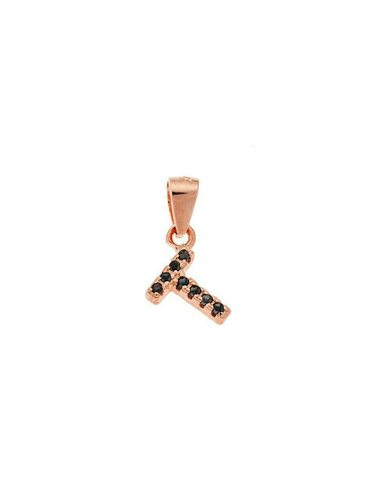 Senza Charm Monogram from Pink Gold Plated Silver with Zircon