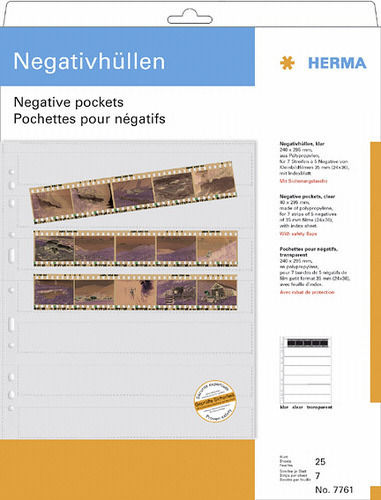 Herma Negative pockets PP Clear 25 Sheets/5-Strips Camera Accessory 7761