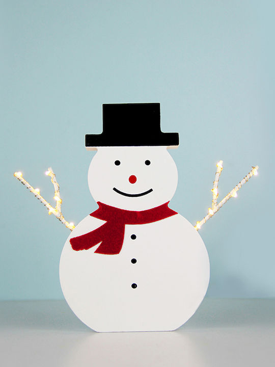 Aca Iluminată De Crăciun Din lemn Figurină Înălțime 17cm. Wooden Snowman