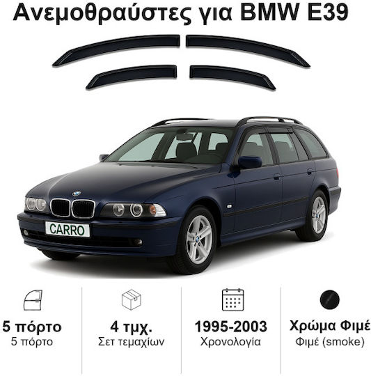 Heko Satz Windabweiser Vordere und Hintere Dark Fime für BMW E39 4Stück