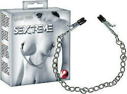 Sextreme Nipple Chain with Clamps Σφιγκτήρες Θηλών σε Ασημί Χρώμα