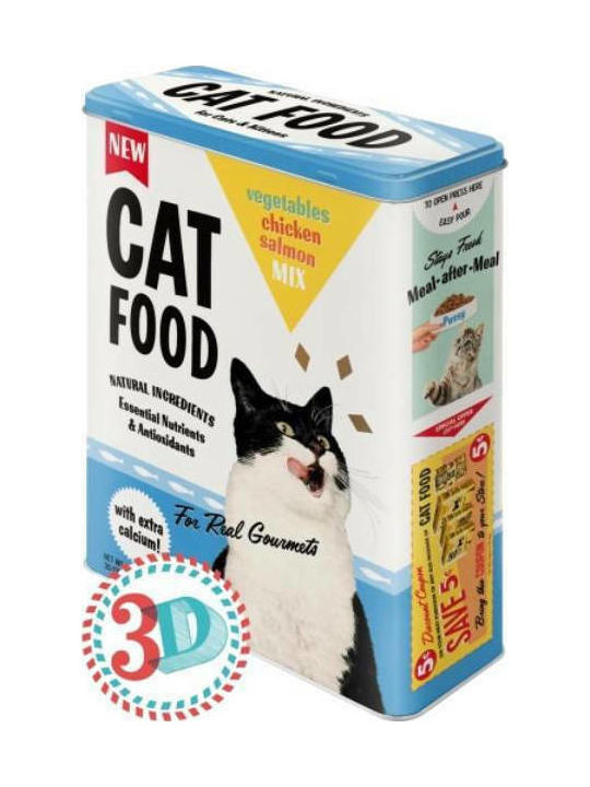 Nostalgic Art 3D Cat Food Κουτί Γενικής Χρήσης με Καπάκι Μεταλλικό 19x8x26cm