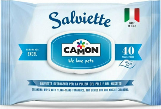 Camon Salviette 40 Dog And Cat Wipes For Body Cleansing With Aloe Alcohol Free