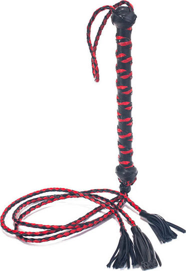 Devil Sticks Three Tail Tassel Flogger Polished Leather Whip in Red Color