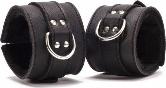 Devil Sticks Hand Cuffs Grain Leather Handcuffs in Black Color