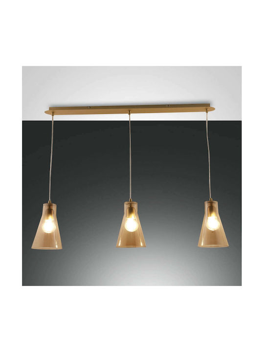 Fabas Luce Dafne Pendant Light Three-Light Rail for Socket E27 Honey