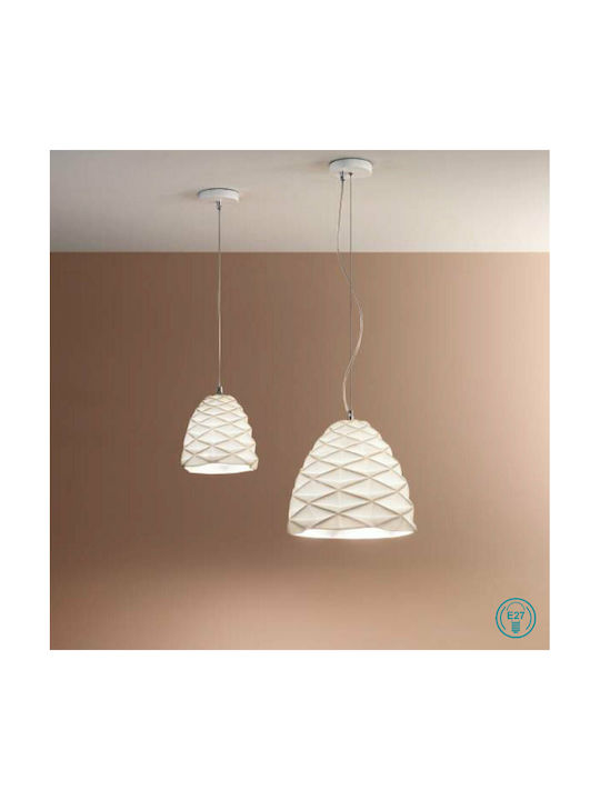 Fabas Luce Duchessa Hängelampe Weiß Glocke mit Fassung E27 20cm.